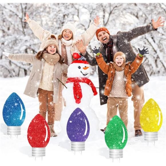 10 Pcs Christmas Yard Signs Decor with LED Lights Christmas Glitter Yard Signs - Picture 5 of 7